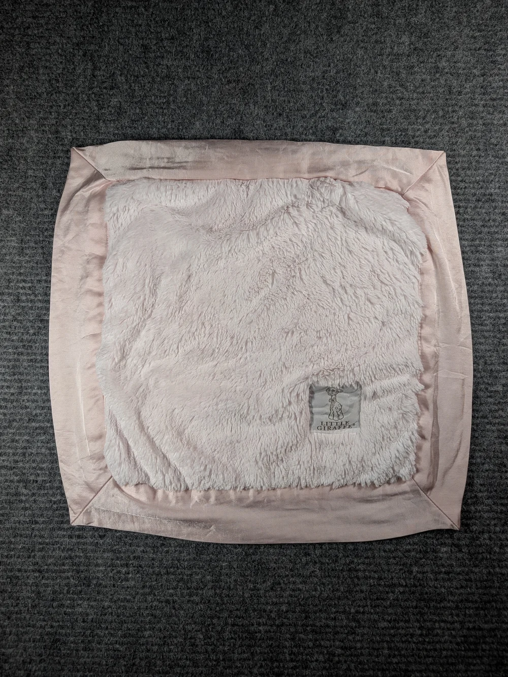 Little Giraffe Chenille Satin & Plush Mini Blankey, Light Pink Lovey Blankey